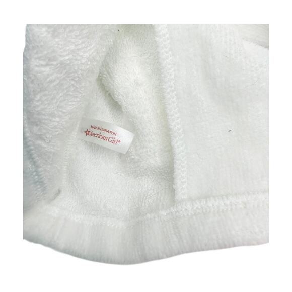 American Girl Doll Bathrobe Cozy Star Robe Belt Spa Day Bedtime White Terrycloth - Picture 3 of 4
